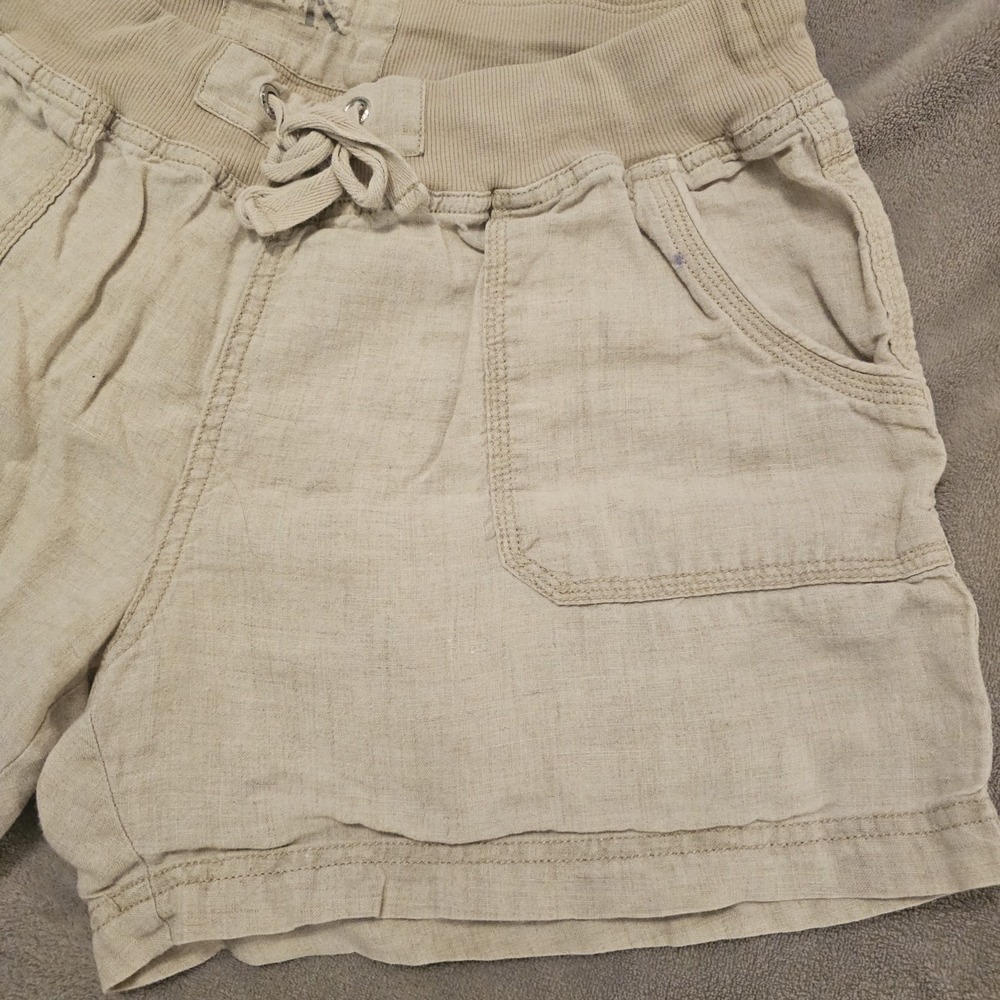 Calvin Klein Women's Medium 100% Linen Elastic Waistband Khaki Casual Shorts - Picture 4 of 10